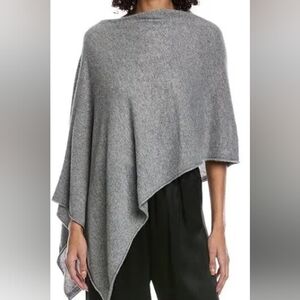 Hannah Rose Cashmere Blend Topper - Gray Poncho Shawl Wrap - NWOT